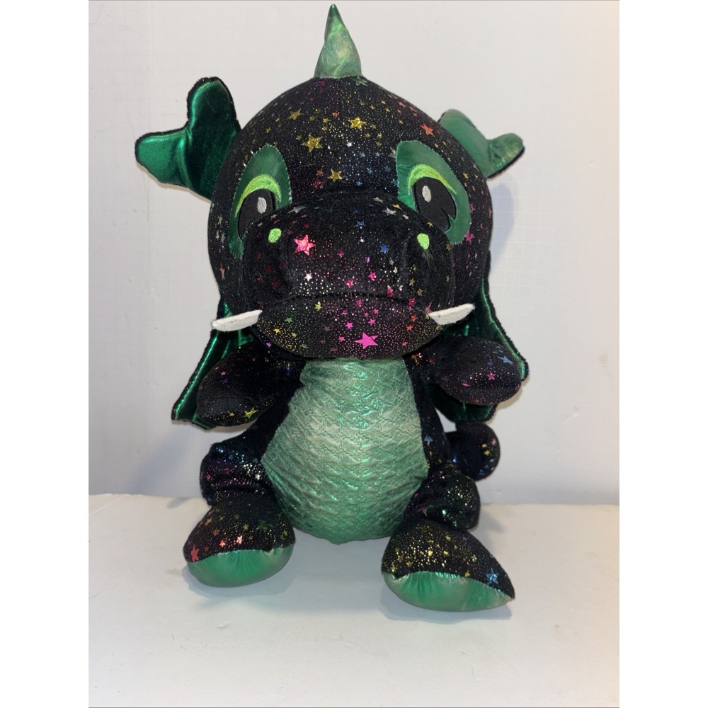 Dragon  Starry Sparkle Toy Factory 16" Plush Stuffed Animal Green Black